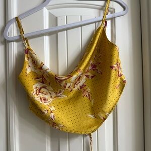 Floral Yellow Silk Crop Top